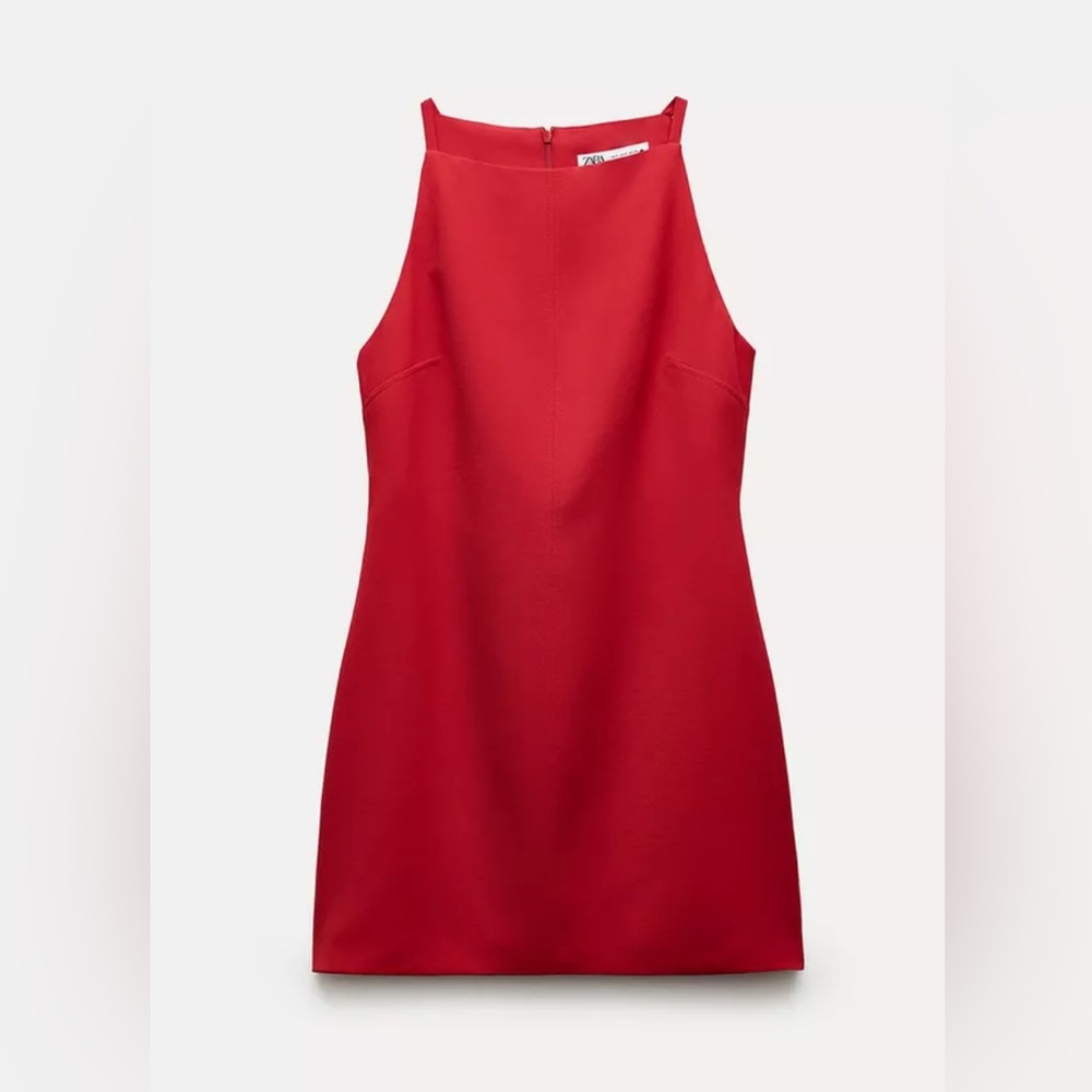 Zara Red Halter Sheath Mini Dress